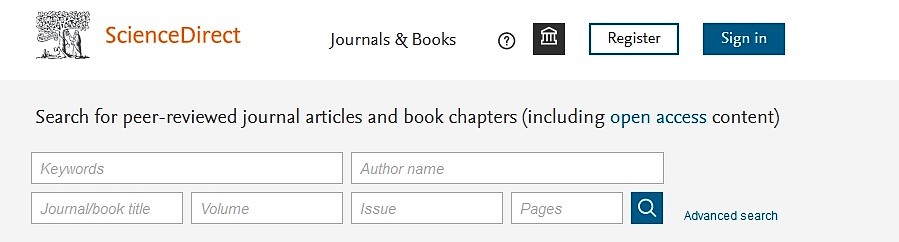 Use the simple search feature on every page – ScienceDirect | Elsevier